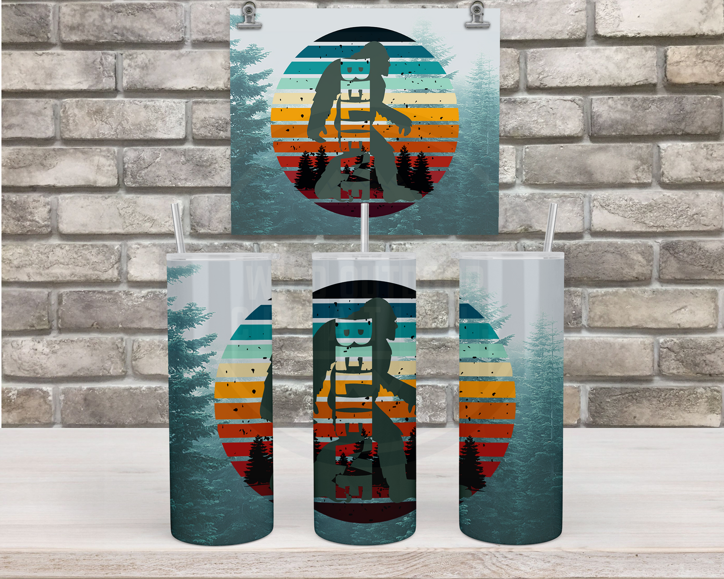 Bigfoot 20oz Glow in Dark Tumbler Cup with Lid and Straw