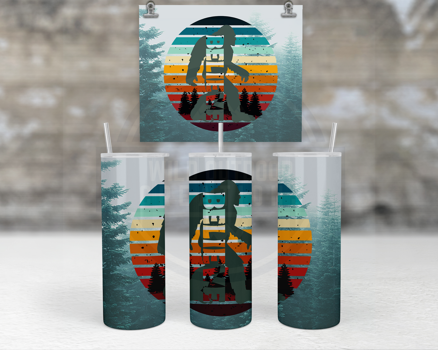 Bigfoot 20oz Glow in Dark Tumbler Cup with Lid and Straw