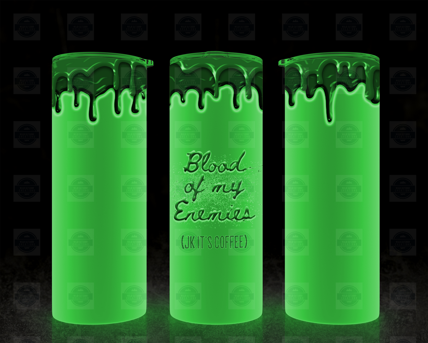 Glow-in-the-Dark 20oz Skinny Tumbler with Straw Lid - Blood of My Enemies Design
