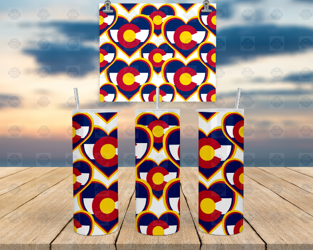 Glow in the Dark Colorado Heart Tumbler with Straw Lid - Perfect for Adventure Lovers