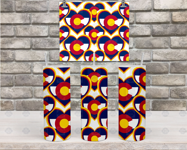 Glow in the Dark Colorado Heart Tumbler with Straw Lid - Perfect for Adventure Lovers
