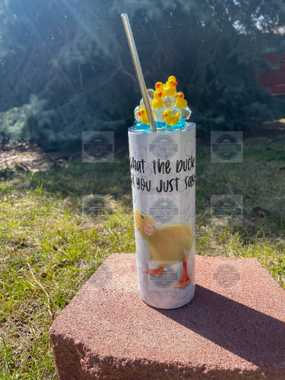 What the Duck Tumbler with 3D Bubble Topper - Fun Drinkware for Duck Lovers