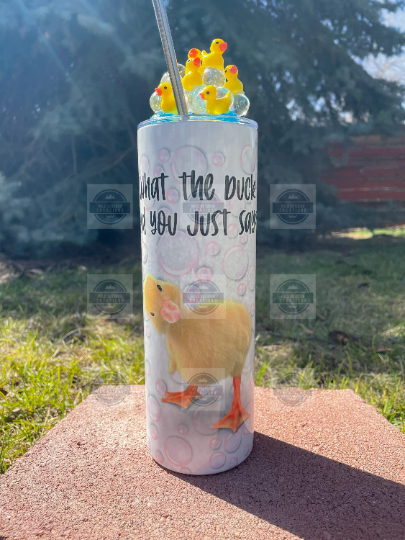 What the Duck Tumbler with 3D Bubble Topper - Fun Drinkware for Duck Lovers