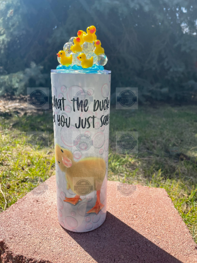 What the Duck Tumbler with 3D Bubble Topper - Fun Drinkware for Duck Lovers