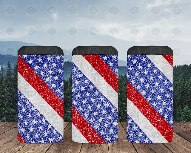 Patriotic Glitter 4-in-1 Can Cooler for 4th of July Celebrations