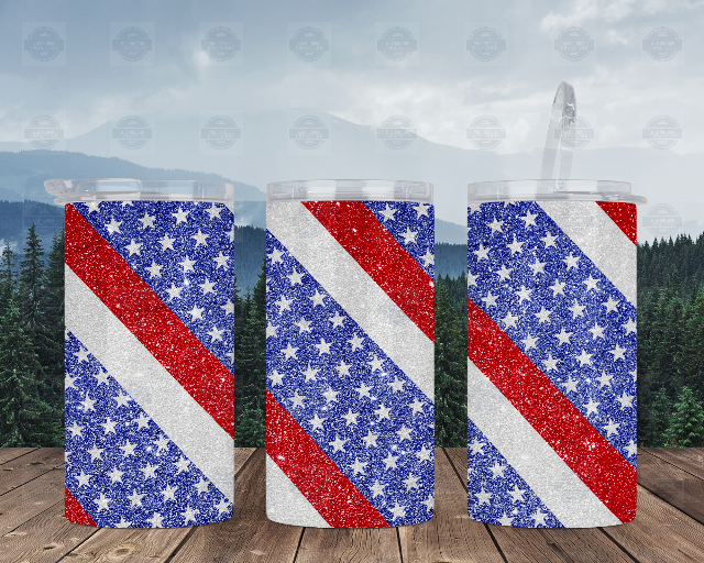 Patriotic Glitter 4-in-1 Can Cooler for 4th of July Celebrations
