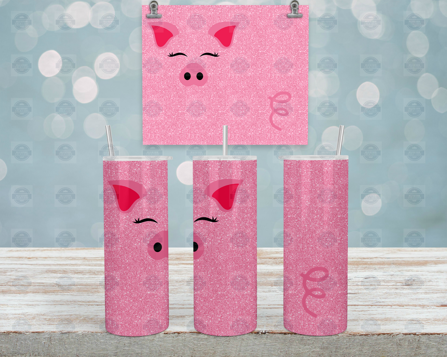 Pig Tumbler Cup with Straw Lid Cute Iced Coffee Travel Mug Ideal Gift for Pig Lovers and Girls