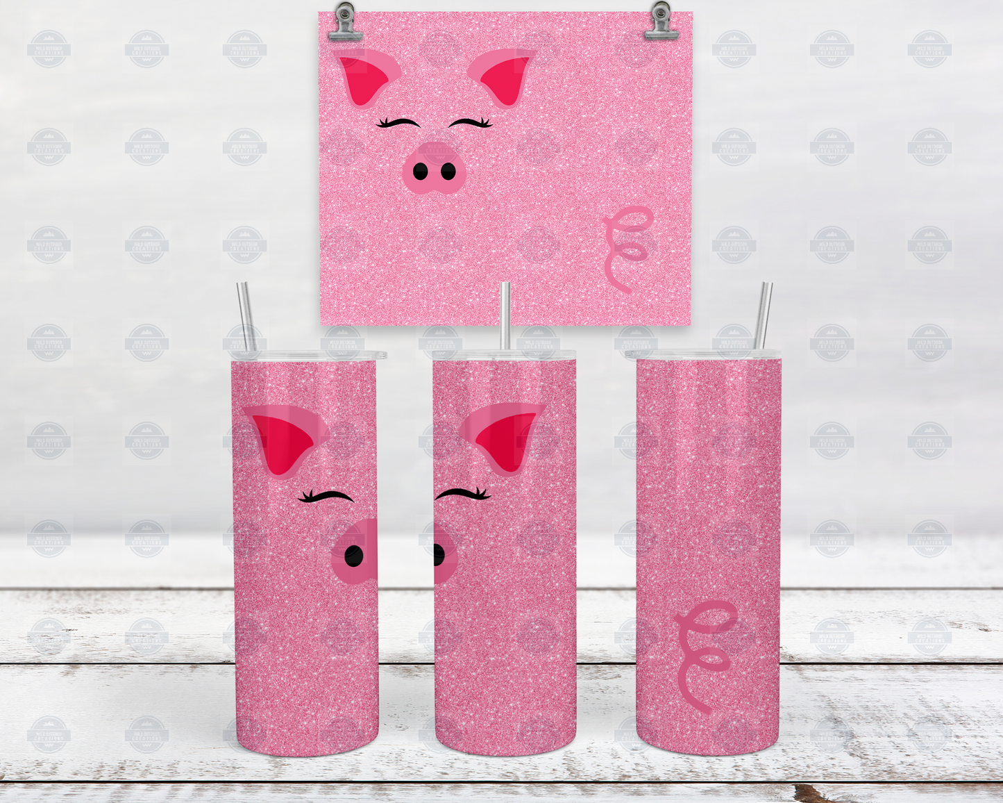 Pig Tumbler Cup with Straw Lid Cute Iced Coffee Travel Mug Ideal Gift for Pig Lovers and Girls