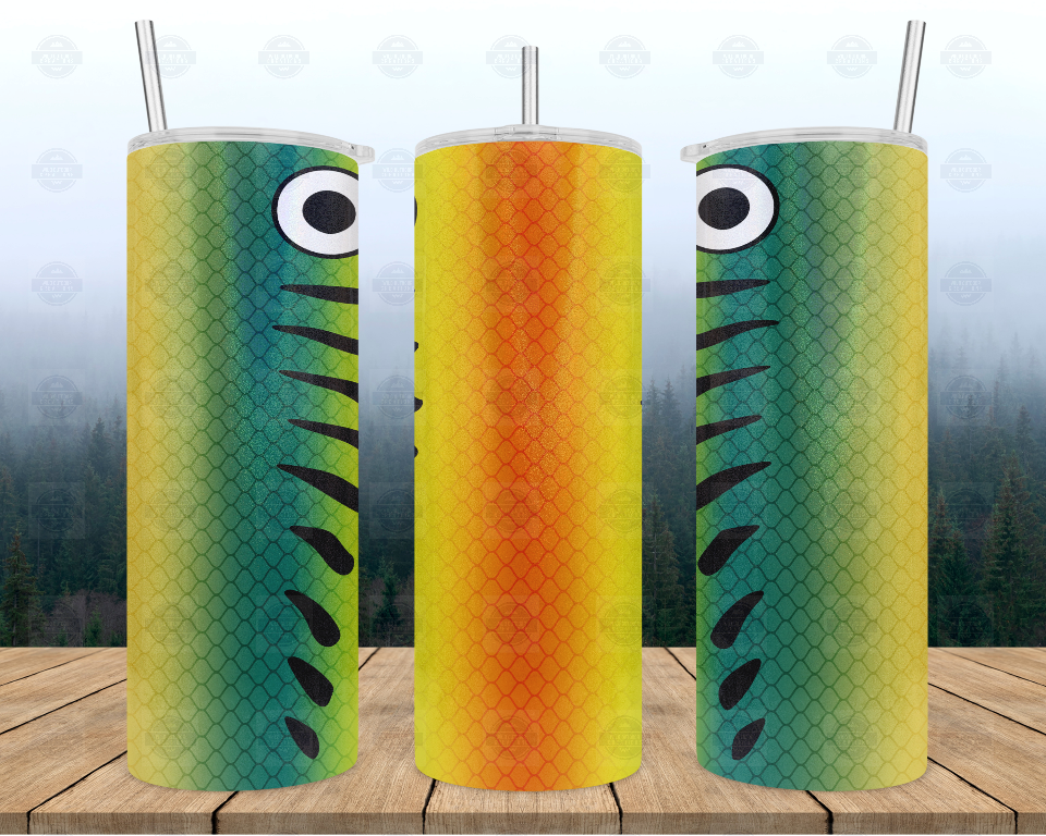 Green, Yellow and Orange Fish Lure 20oz Tumbler