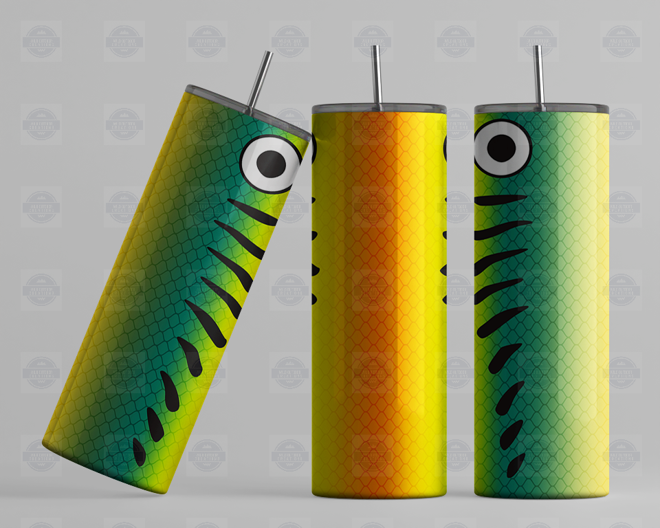 Green, Yellow and Orange Fish Lure 20oz Tumbler