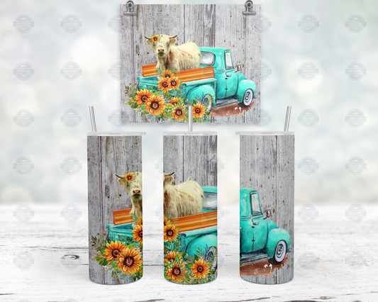 Highland Cow Farm Truck 20oz Skinny Tumbler with Straw  Lid - Perfect for Hot  Cold Beverages