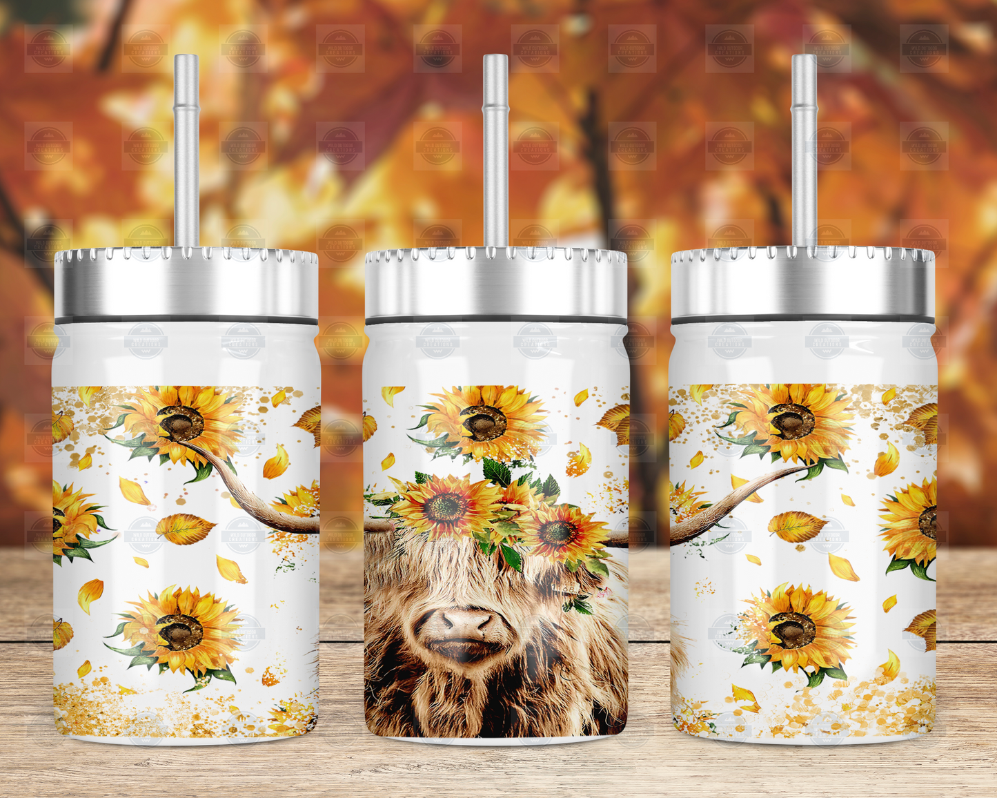 Highland Cow Mason Jar with Straw Lid - Rustic Farmhouse Drinkware