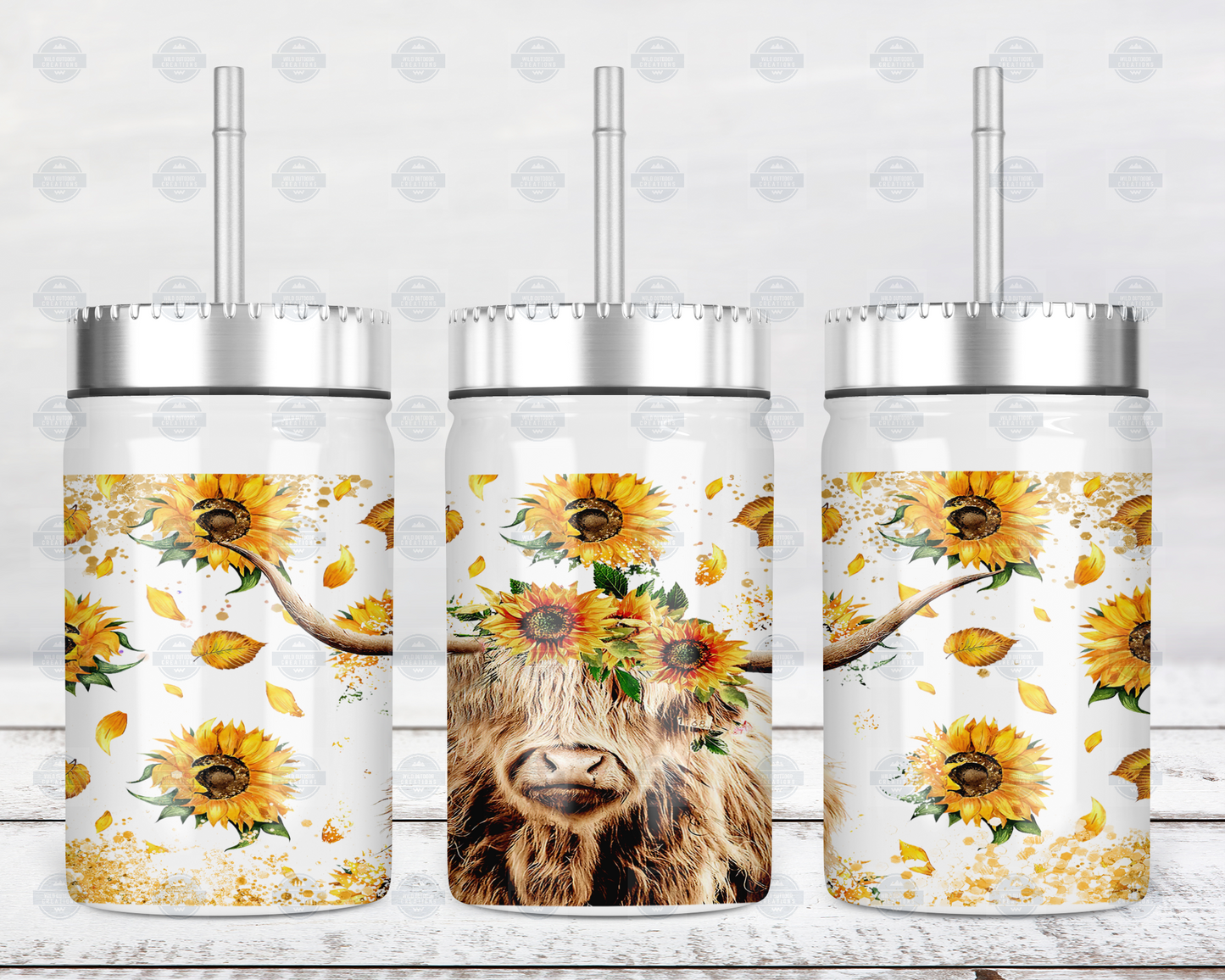 Highland Cow Mason Jar with Straw Lid - Rustic Farmhouse Drinkware