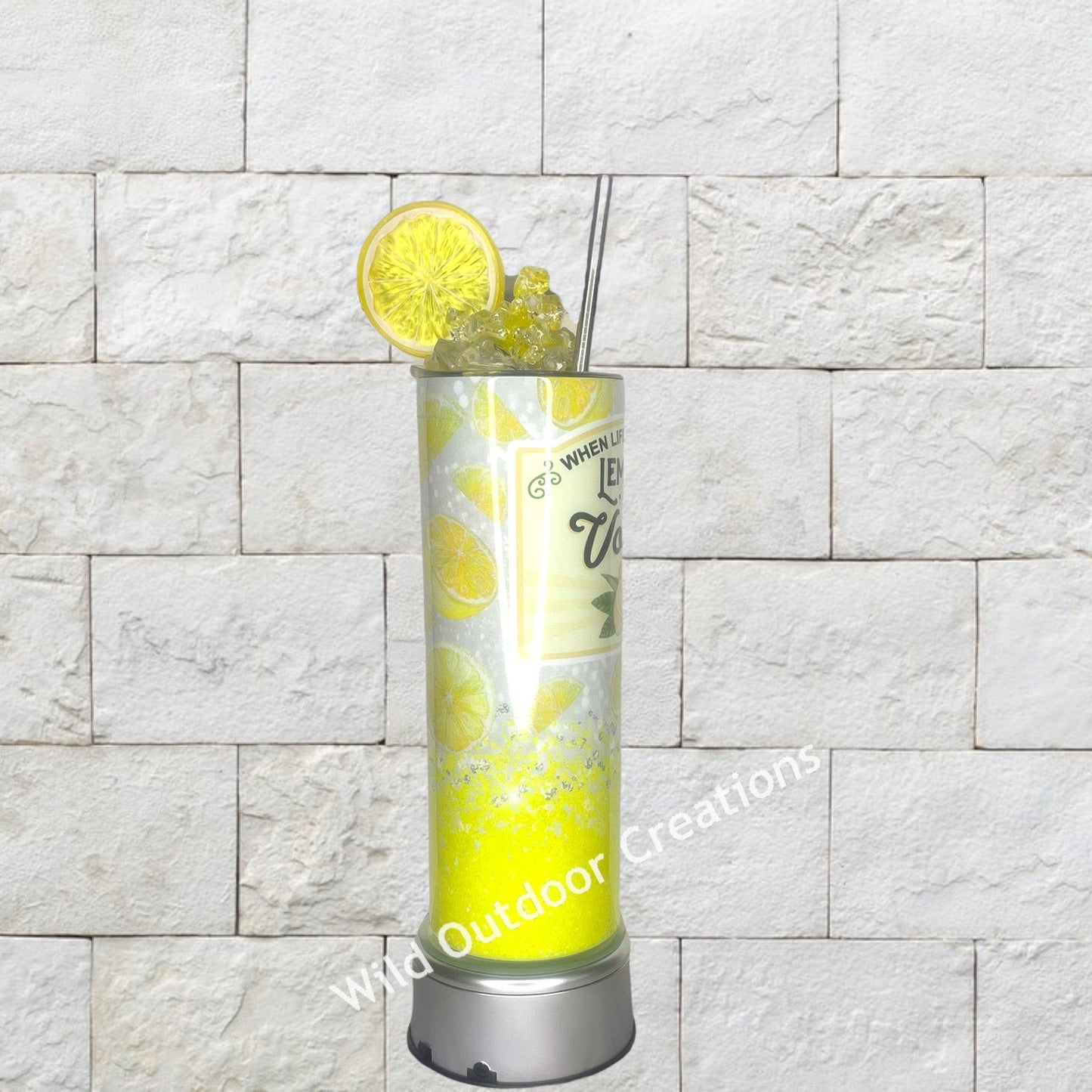 When Life Gives You Lemons Tumbler, Vodka Tumbler, Water Bottle w Lid and Straw, Ice Topped Tumbler - Wild Outdoor Creations