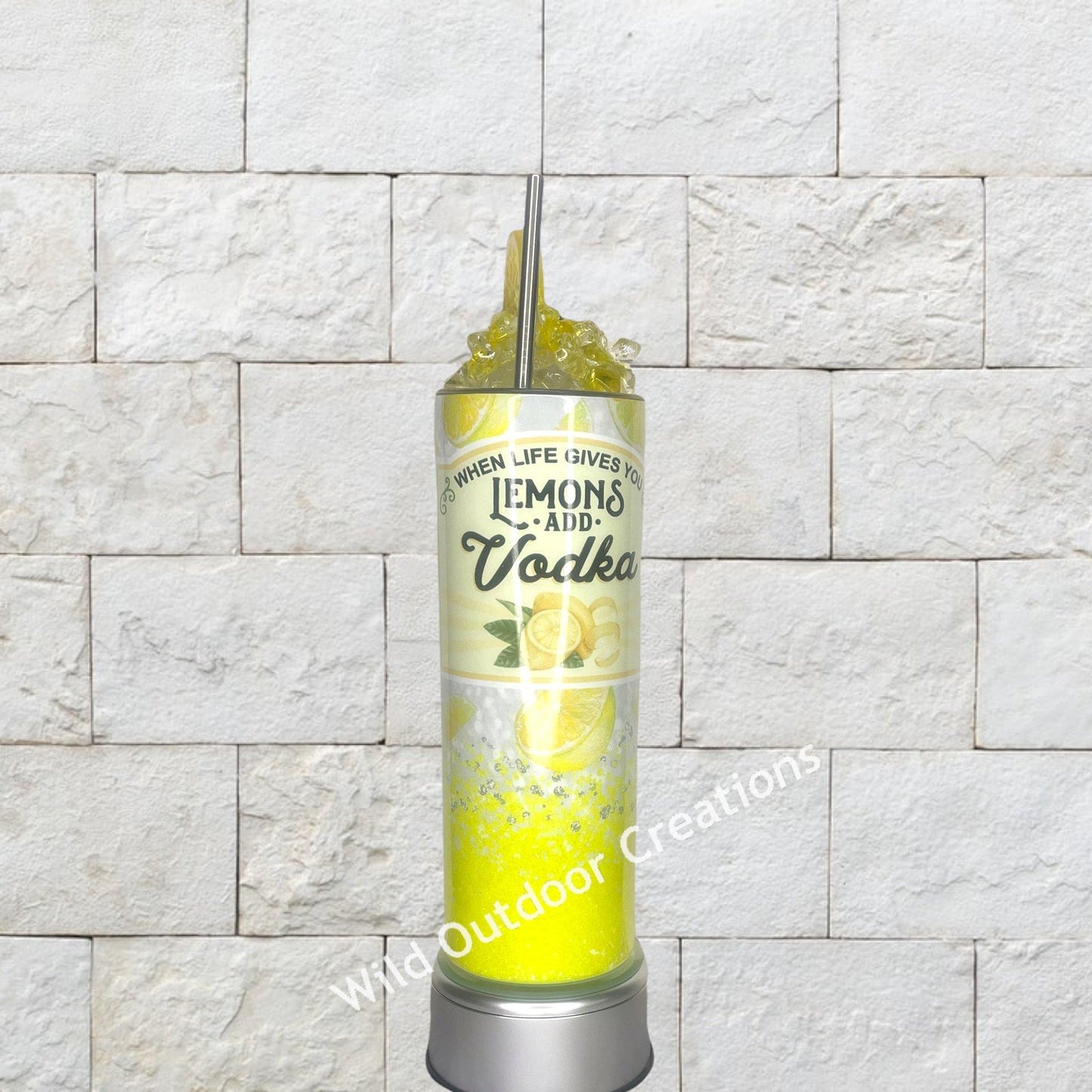 When Life Gives You Lemons Tumbler, Vodka Tumbler, Water Bottle w Lid and Straw, Ice Topped Tumbler - Wild Outdoor Creations