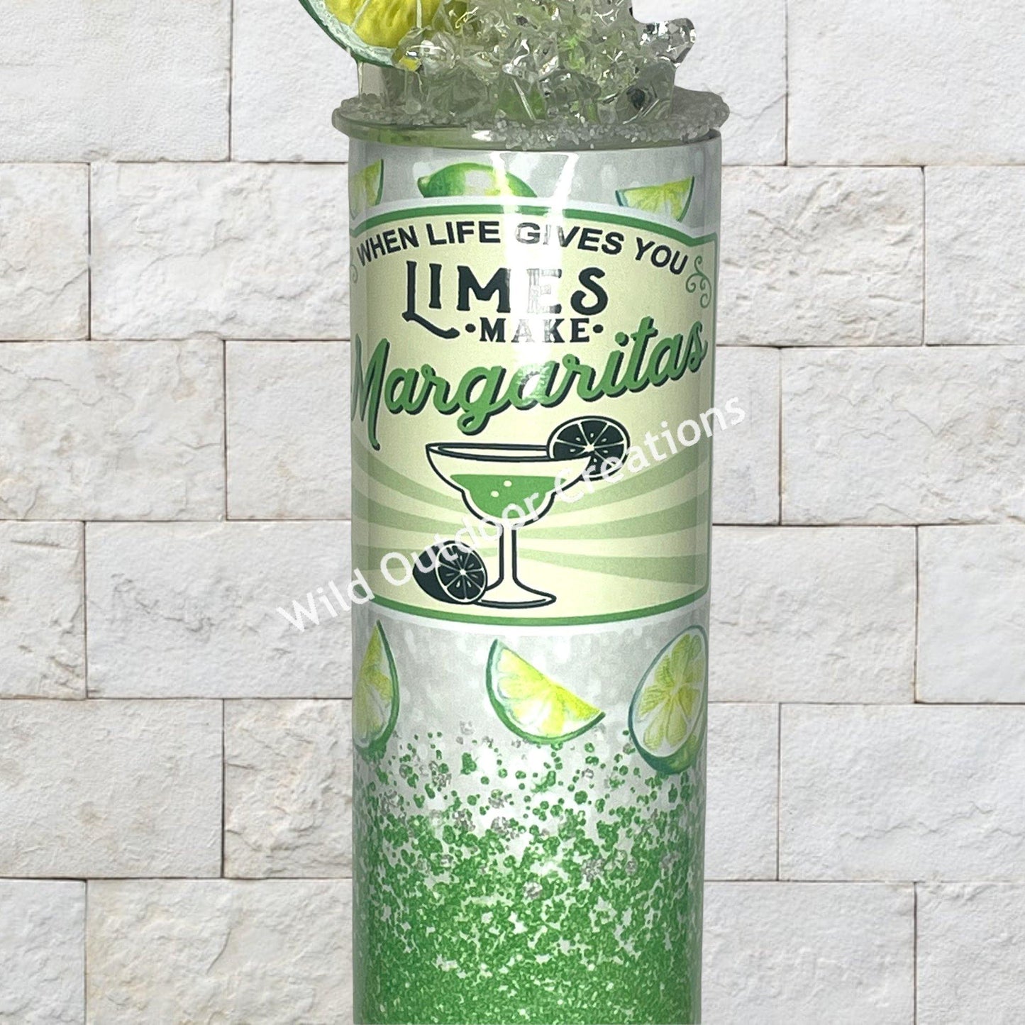 When Life Gives You Limes Make Margaritas, Margaritas Tumbler Cup, Water Bottle With Lid and Straw, 3D Lid Tumbler, Stocking Stuffer For Her - Wild Outdoor Creations