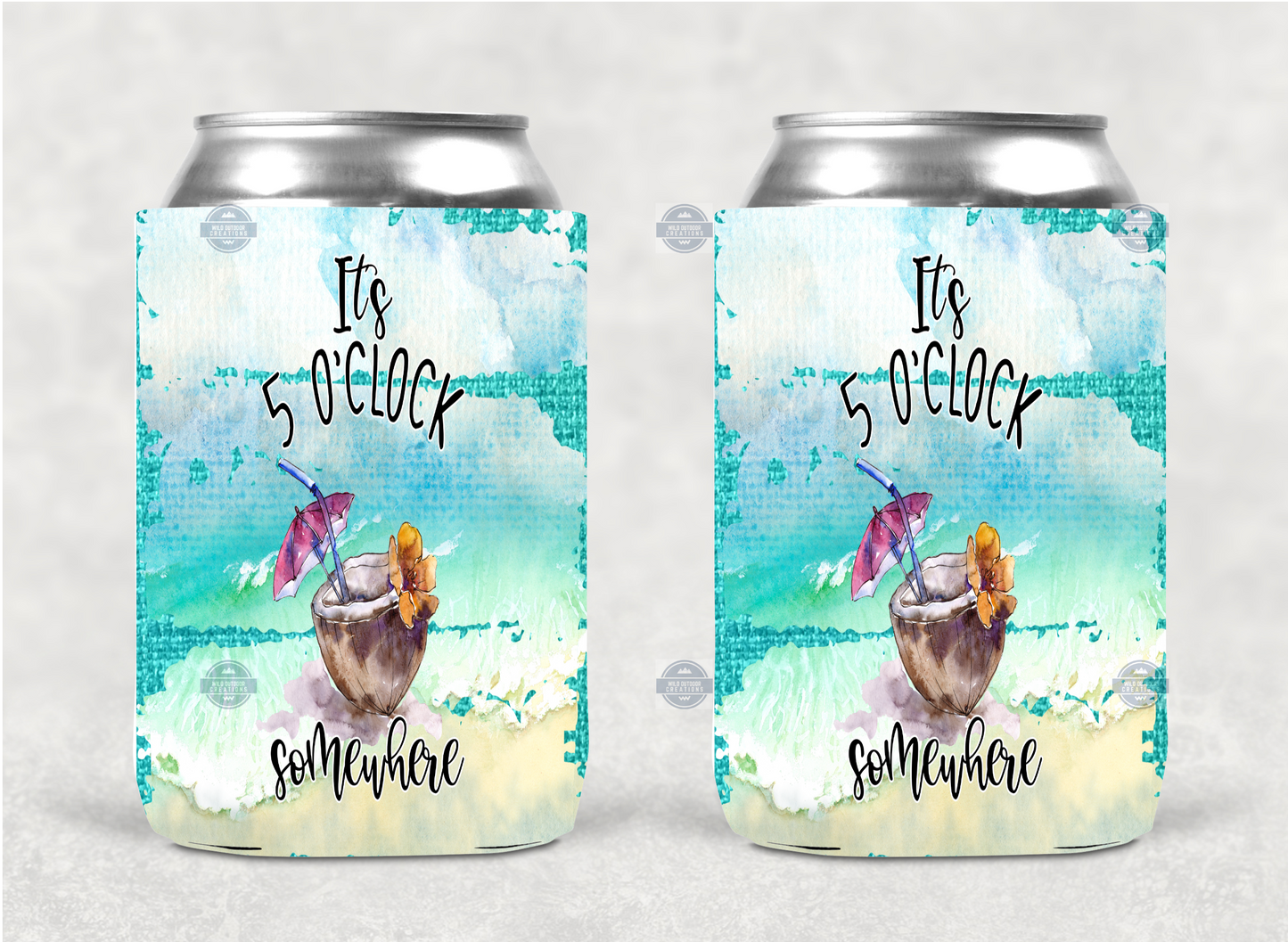 Its Five OClock Somewhere 12oz Insulated Can Cooler - Perfect for Parties Outdoor Adventures