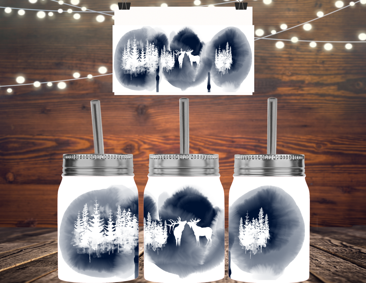 Moose Tumbler Mason Jar with Lid Straw - Outdoorsy Travel Mug Gift for Dad