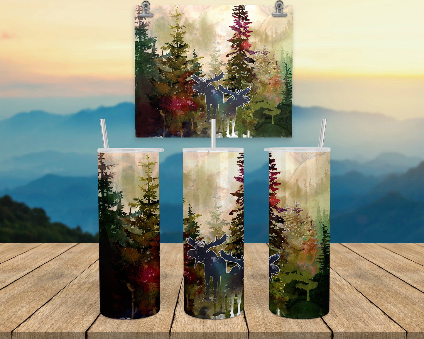 Moose 20oz Travel Coffee Tumbler with Lid Straw - Perfect Gift for Dad