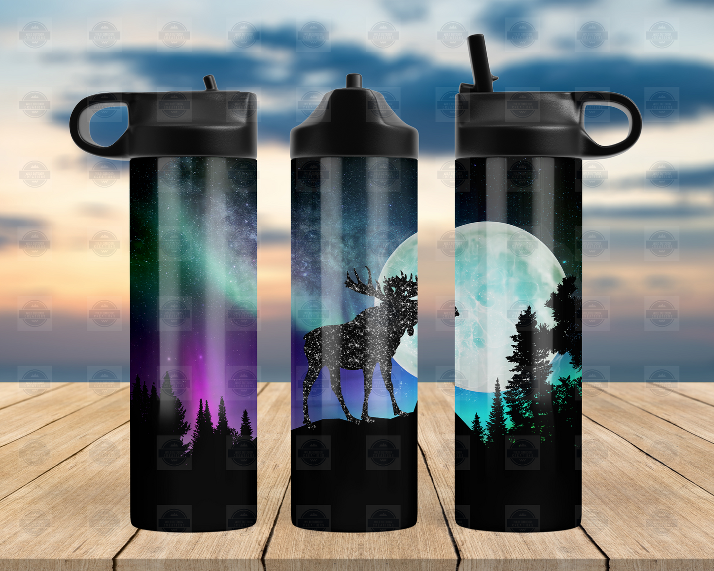 Moose Northern Lights 20oz Water Bottle with Flip Top Lid