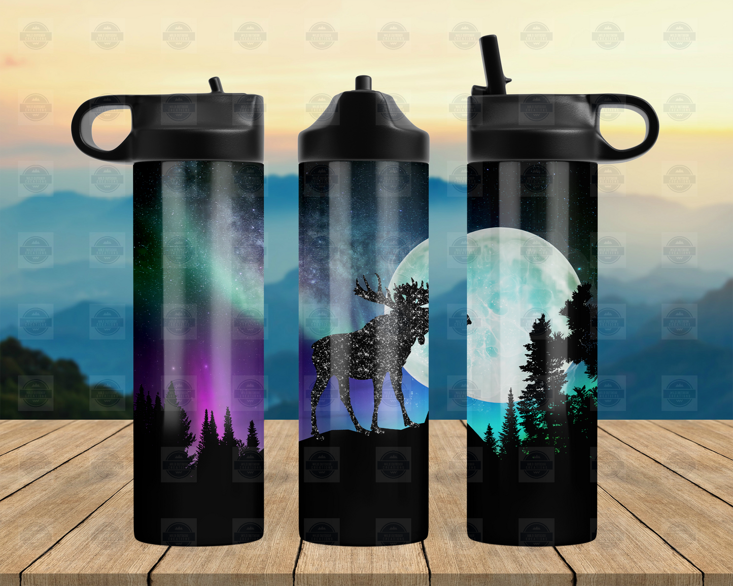 Moose Northern Lights 20oz Water Bottle with Flip Top Lid