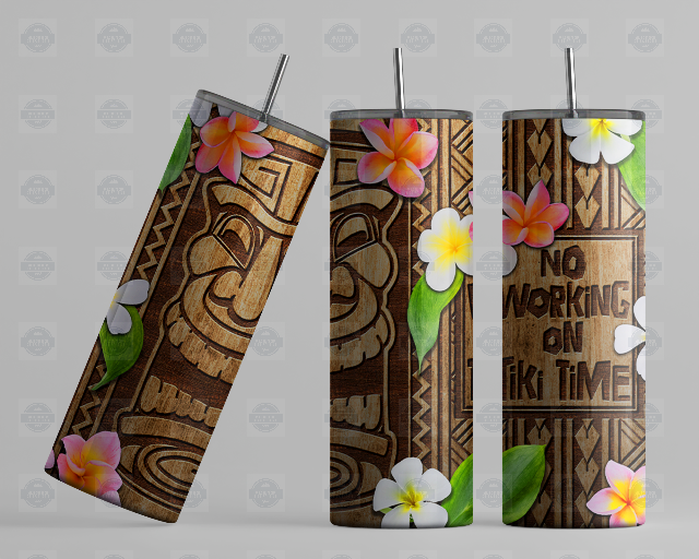 Tiki Time Iced Coffee Tumbler - No Work Zone Drinkware for Relaxation