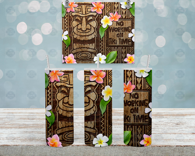 Tiki Time Iced Coffee Tumbler - No Work Zone Drinkware for Relaxation