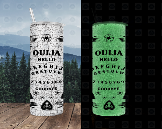 Glow-in-the-Dark Ouija Board 20oz Skinny Tumbler with Straw  Lid