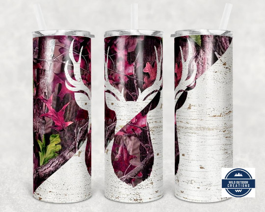 Pink Camo Deer 20oz Skinny Tumbler
