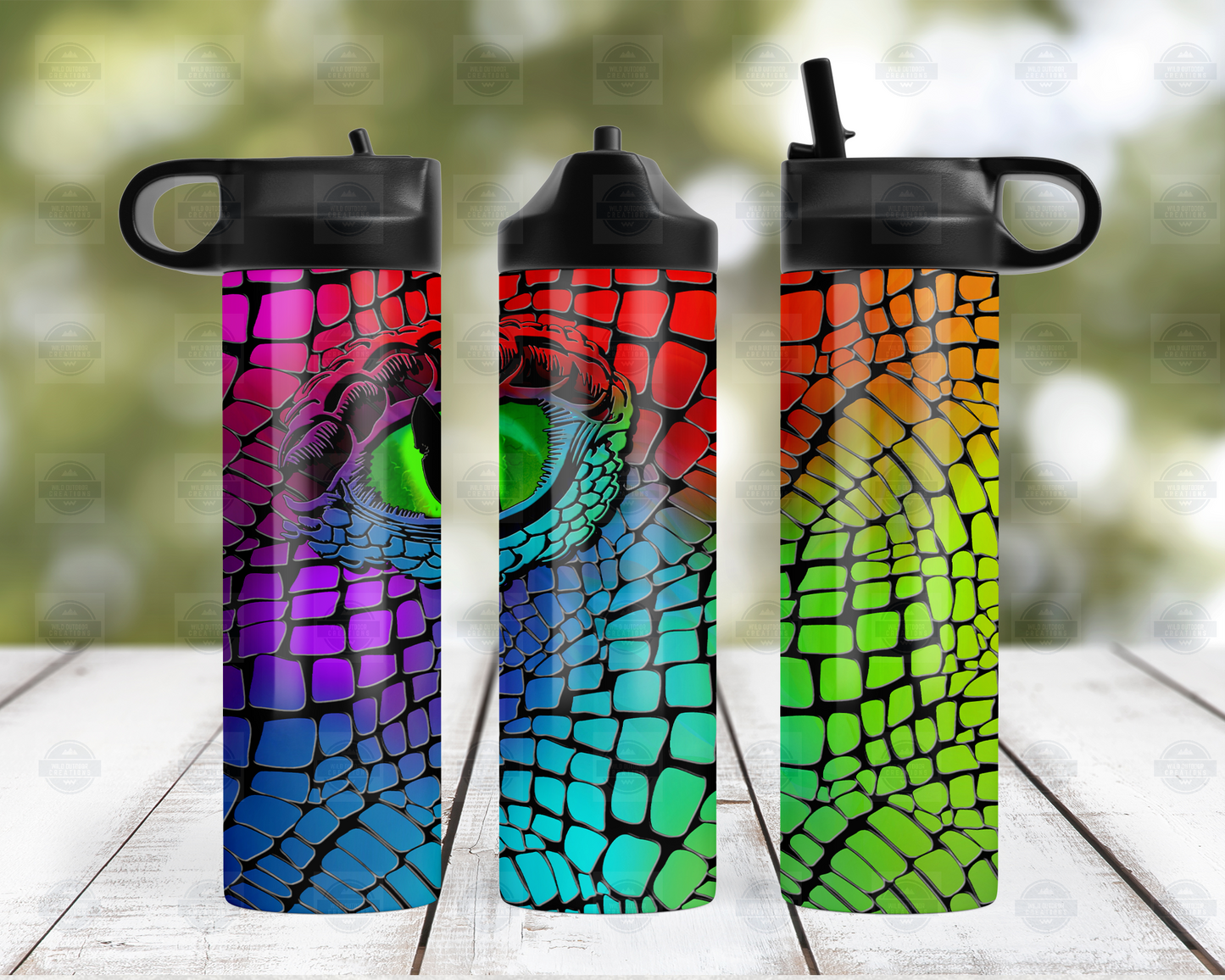 Rainbow Dragon Eye 20oz Travel Water Bottle with Flip Top Lid