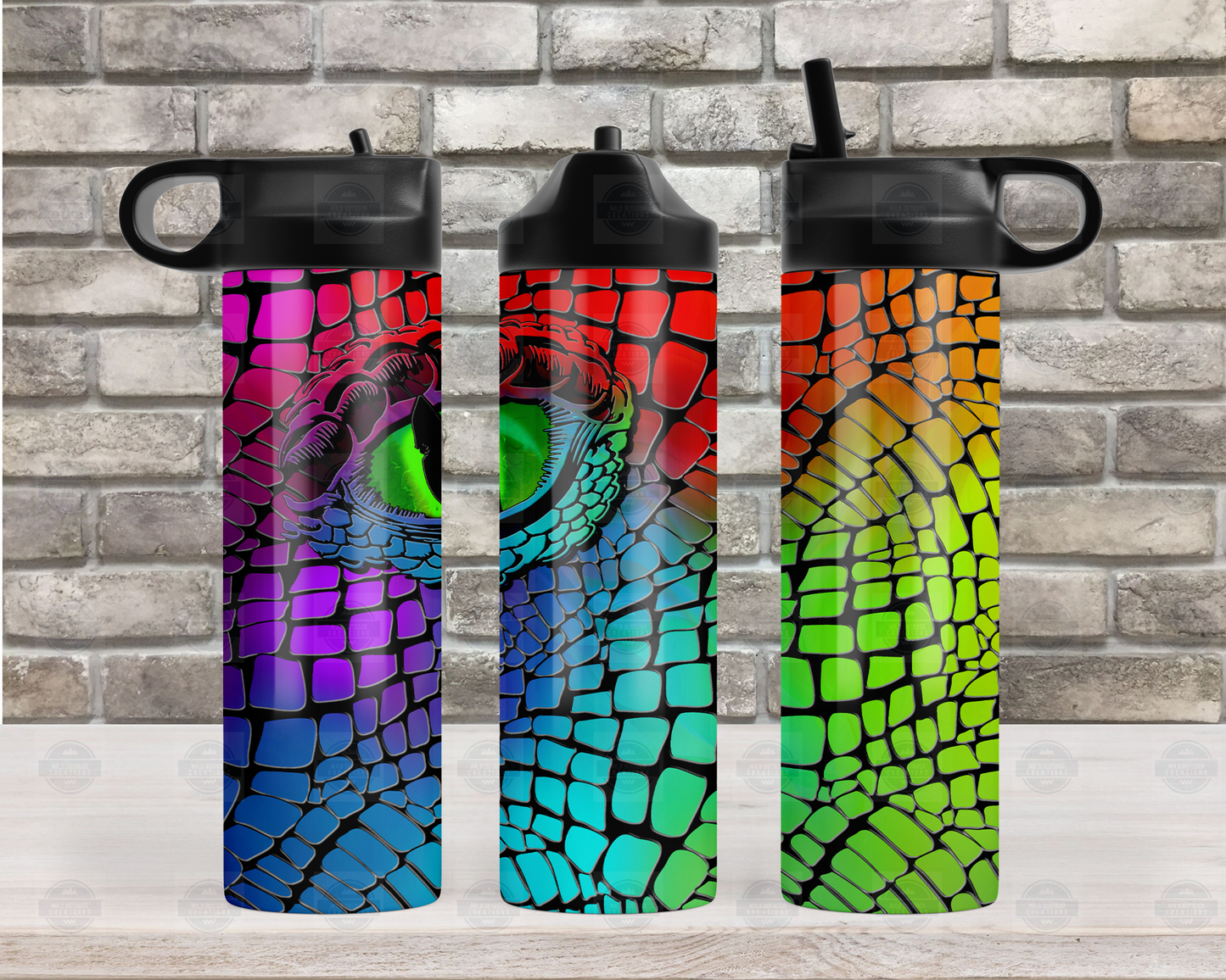 Rainbow Dragon Eye 20oz Travel Water Bottle with Flip Top Lid