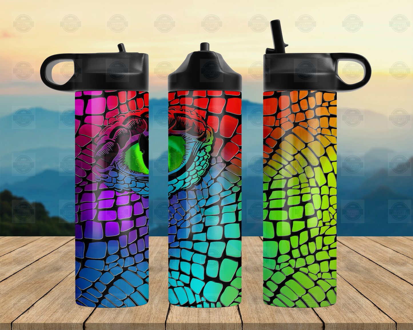 Rainbow Dragon Eye 20oz Travel Water Bottle with Flip Top Lid