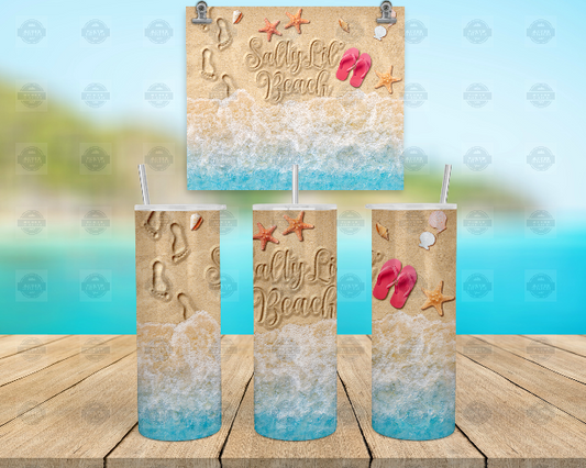 Salty Lil Beach Tumbler - Iced Coffee Cup with Lid  Straw for Refreshing Summer Drinks