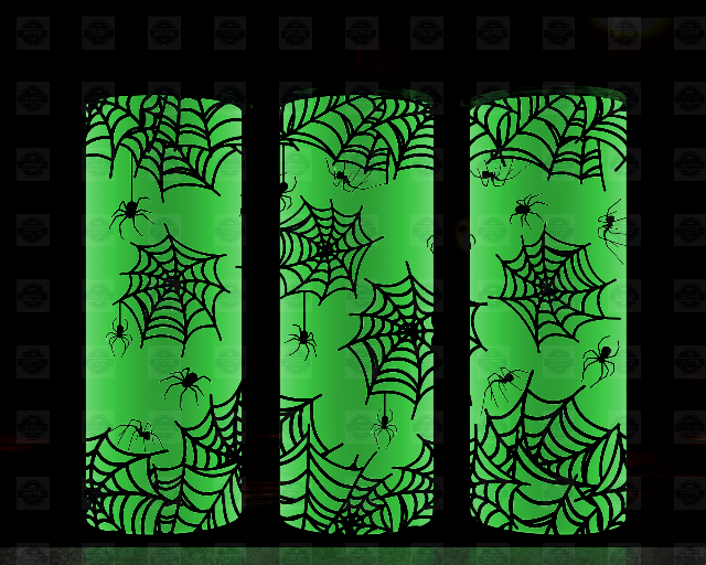 White and Black Spider Web Glow In The Dark Tumbler with Straw and Lid