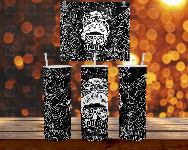 Spooky Mama Halloween Glow In Dark Tumbler with Straw and Lid
