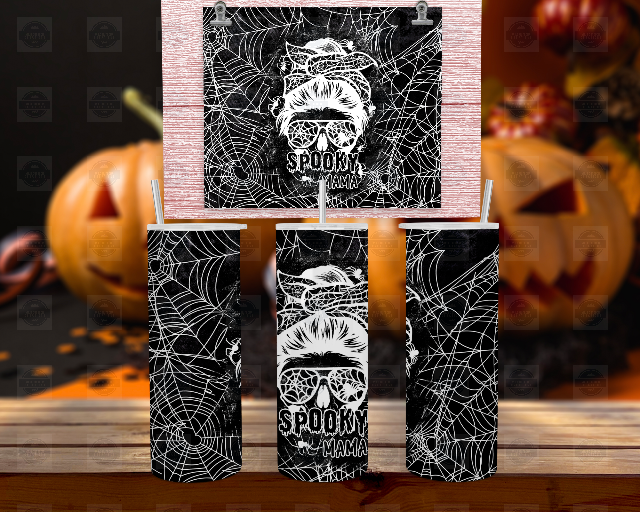 Spooky Mama Halloween Glow In Dark Tumbler with Straw and Lid