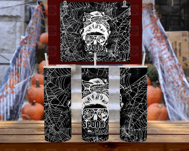 Spooky Mama Halloween Glow In Dark Tumbler with Straw and Lid
