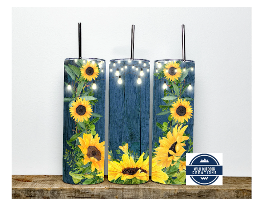 20oz Sunflower Skinny Tumbler for Hot Cold Drinks - Ideal for Summer Nights