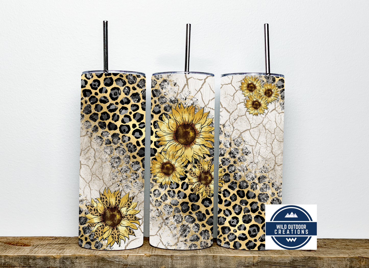 20oz Insulated Skinny Tumbler - Stylish Sunflower Cheetah Print for Hot Cold Beverages