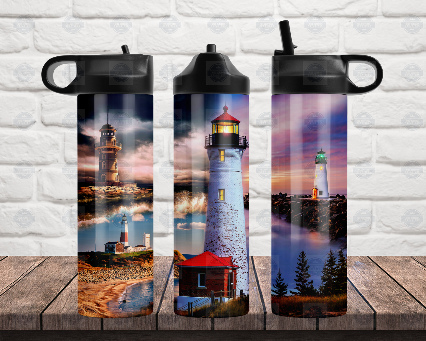 Lighthouse Flip Top Water Bottle - Nautical Gift for Her Perfect for Beach Lovers