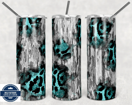 20oz Skinny Tumbler - Boho Leopard Print Travel Mug for Hot Cold Drinks