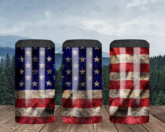Stainless Steel 4-in-1 Can Cooler with USA Flag Design - Perfect for Parties and Outdoor Events