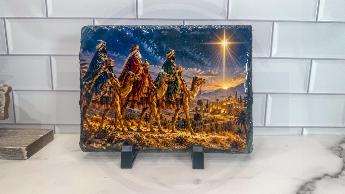 Three Wise Men Gift, Magi Starry Night Slate Plaque | Natural Stone | Small Large Table Display