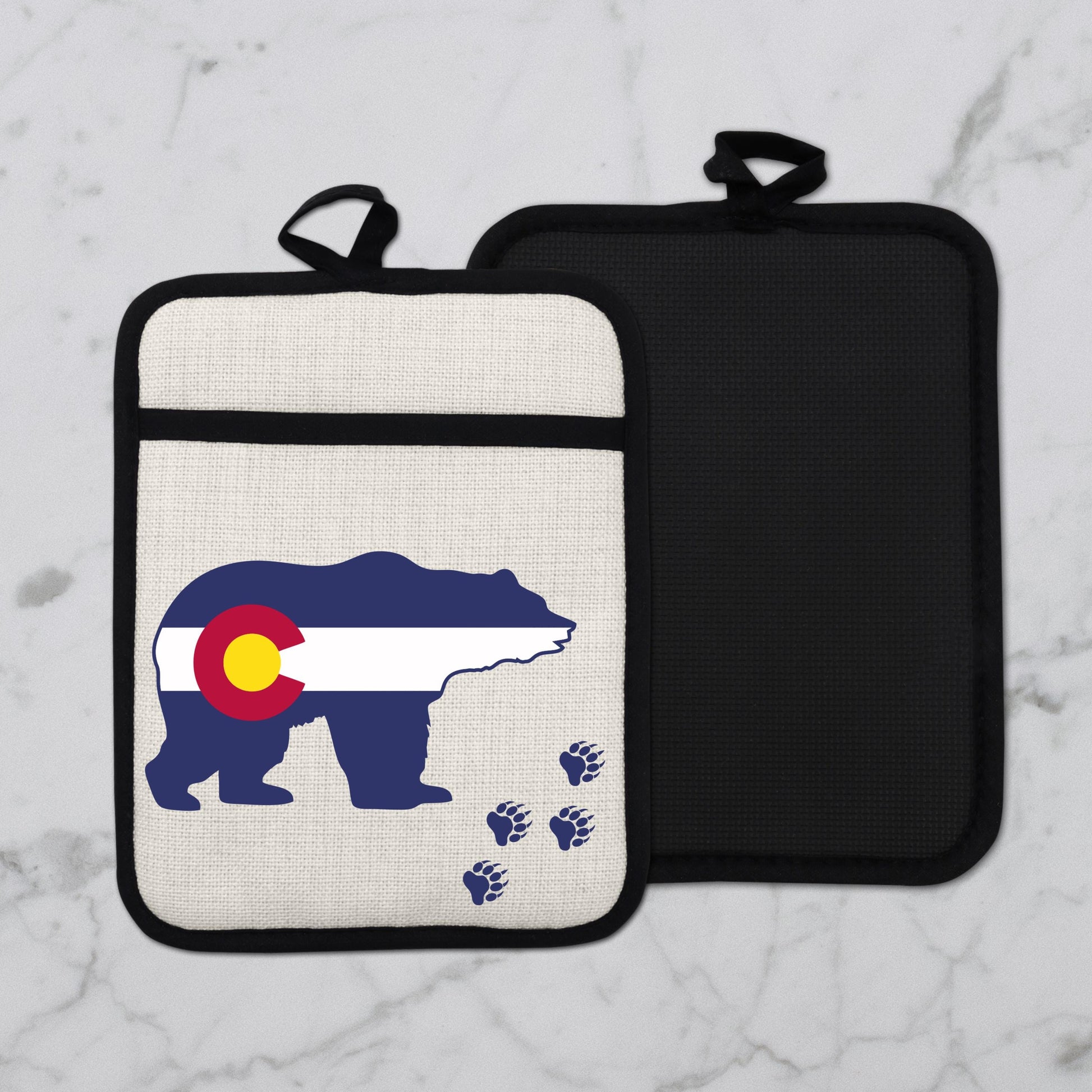 Pot Holder Oven Mitt - Colorado Bear Design | Silicone Pot Holder, Linen Fabric - additional product photo 12