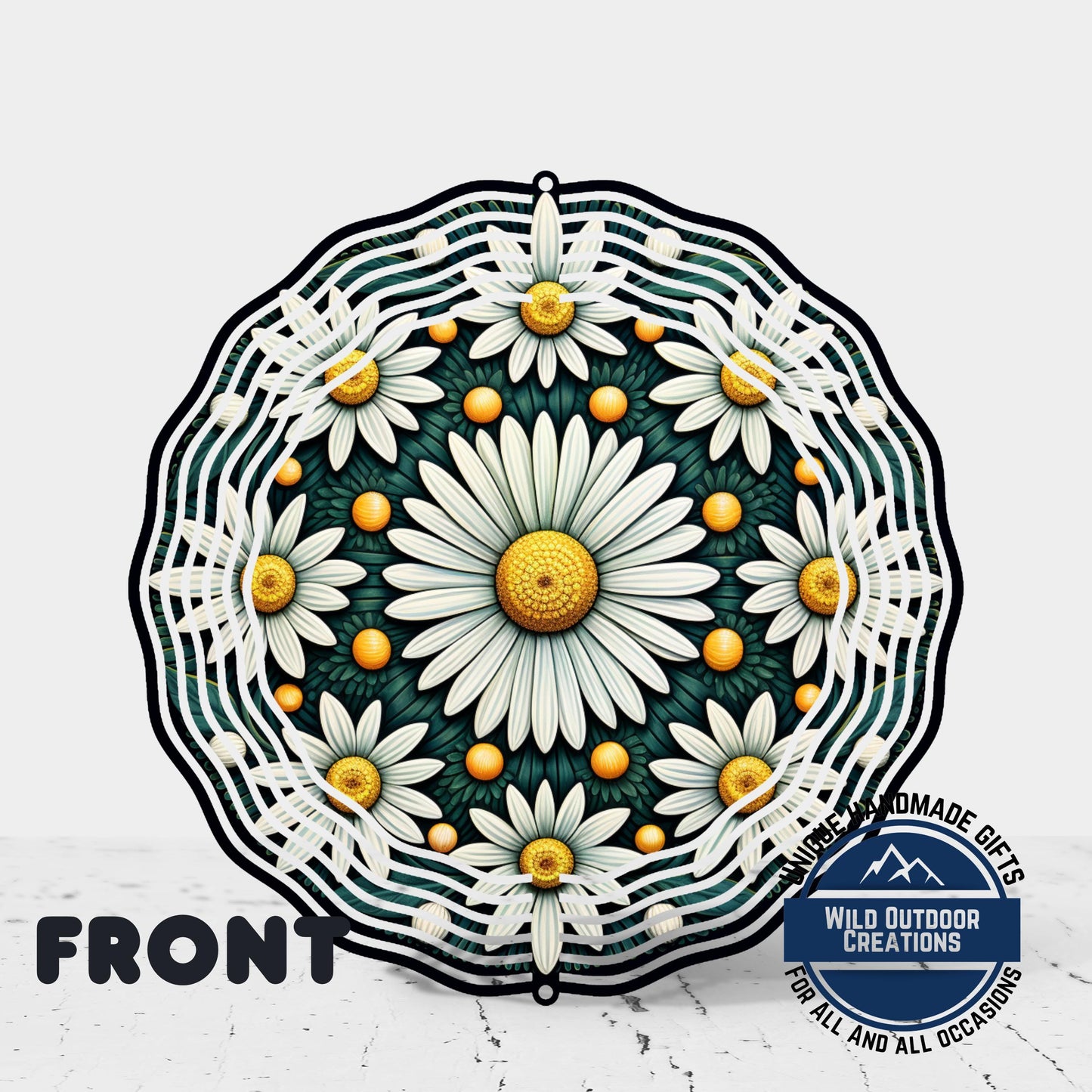 White Daisy Wind Spinner – 10 Inch Double Sided Aluminum Garden Decor - additional product photo 11
