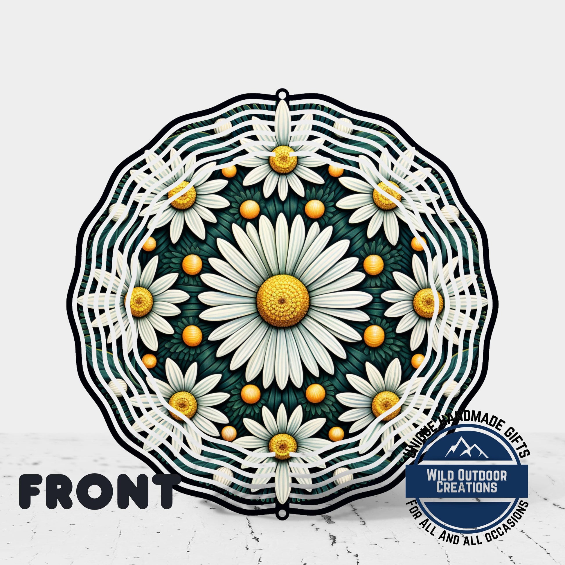 White Daisy Wind Spinner – 10 Inch Double Sided Aluminum Garden Decor - additional product photo 11