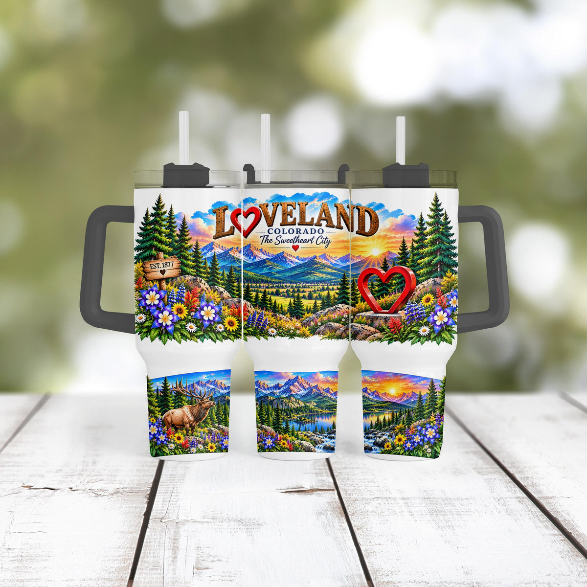 Loveland Colorado Tumbler, 40 Oz With Handle, Sweetheart City Gift