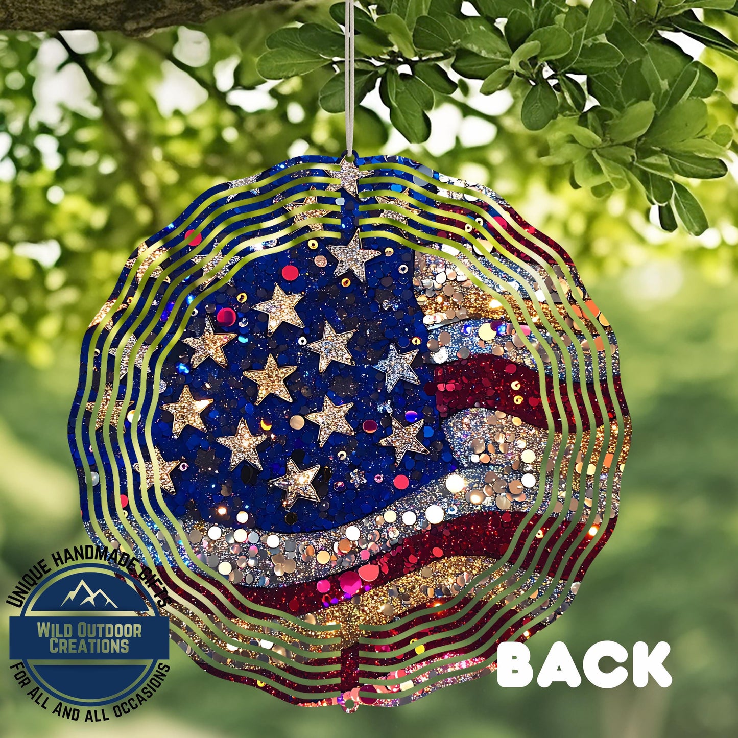 American Flag Wind Spinner - Aluminum Outdoor Decor | Patriotic Garden Sparkle