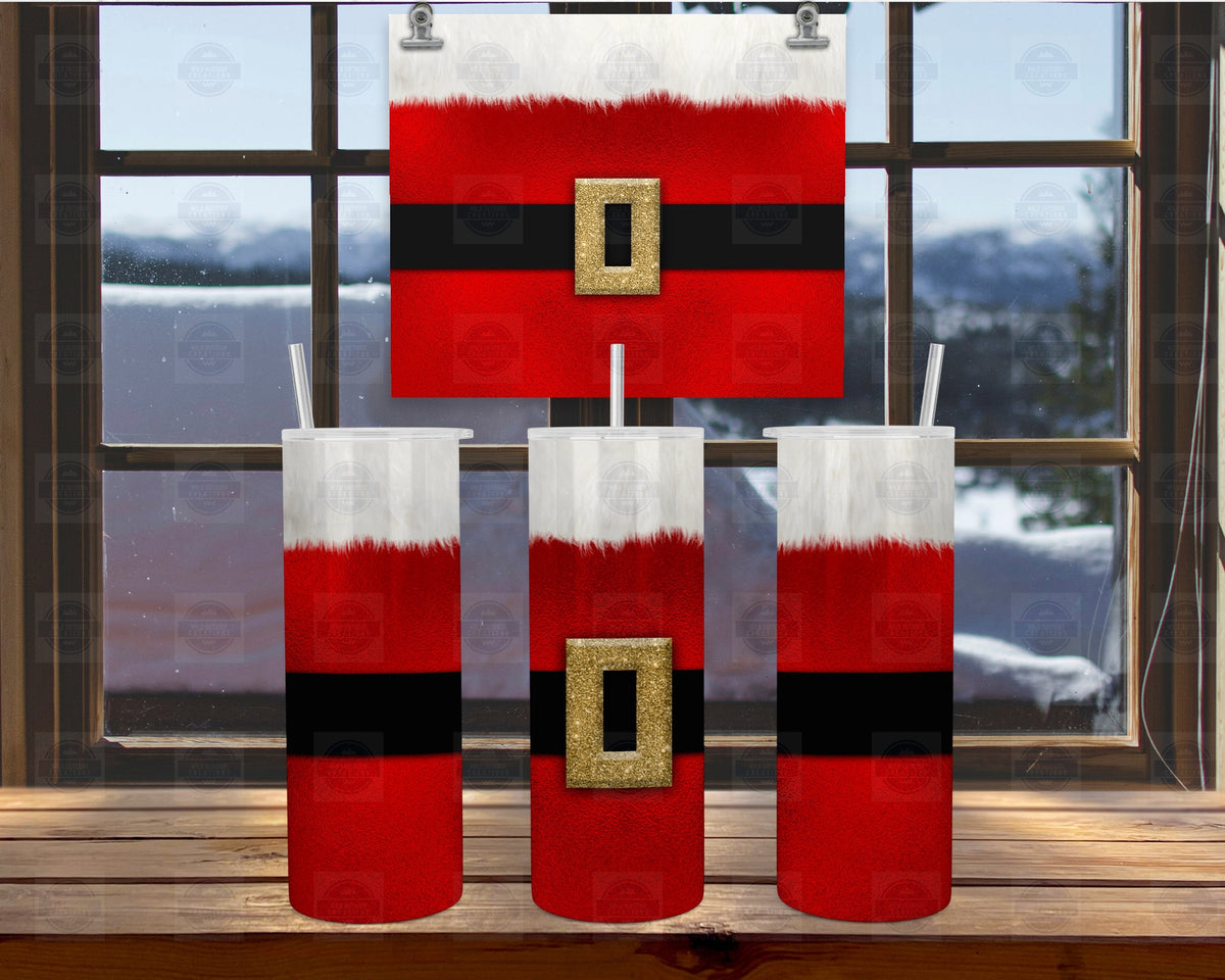 Santa Suit Tumbler, Christmas Red Stainless Steel Cup, 20Oz Lid