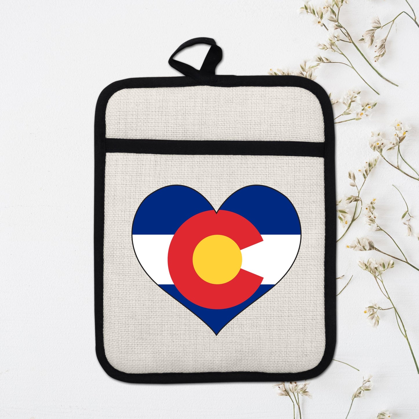 Colorado Heart Pot Holder – Silicone Pot Holder with Linen Front & Heat Resistant Trivet - additional product photo 17